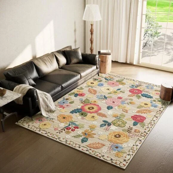 New 5x7 Floral Vintage Rug, Washable Non-Slip Soft Carpet for Any Room - Picture 6 of 6